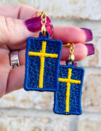 Tiny Sweden Flag FSL Earrings - In the Hoop Freestanding Lace Earrings