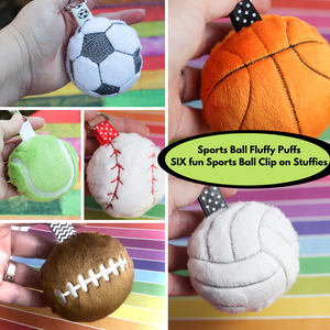 Sports Ball Fluffy Puffs Projects Bundle Set - SIX In the Hoop Designs