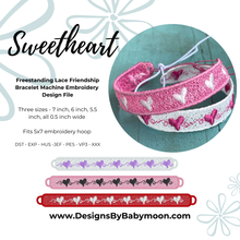 FSL Friendship Bracelet Sweetheart- In the Hoop Freestanding Lace Bracelet in Three Sizes