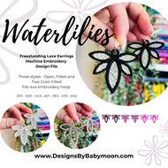 Waterlilies Earrings - THREE STYLES- In the Hoop Freestanding Lace Earrings -