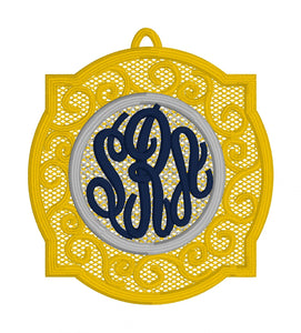 Blank Monogram "Your Monogram Here"  Christmas Freestanding Lace Ornament or Bookmark