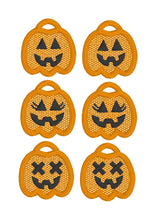 Jack O Lantern Trio Pumpkin Bucket FSL Boucles d’oreilles - Conception de boucles d’oreilles en dentelle autoportantes - Dans le projet de broderie Hoop