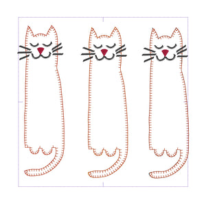 Folk Art Fancy Cat Applique Designs - THREE SIZES 6 7 and 8 inch