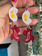 Bacon and Eggs Dangle FSL Earrings - Freestanding Lace Earring Design - In the Hoop Embroidery Project