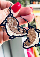 Guinea Pig Mikey FSL Earrings - In the Hoop Freestanding Lace Earrings