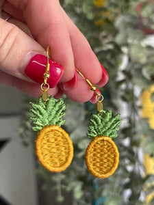 Pineapple Dangles FSL Boucles d’oreilles SET- Boucles d’oreilles en dentelle autoportantes dans le cerceau