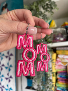 MOM Lettering FSL Earrings - In the Hoop Freestanding Lace Earrings