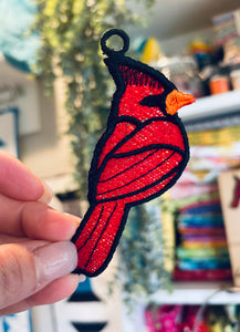 Cardinal Freestanding Lace (FSL) Suncatcher, Ornament, or Bookmark - In the Hoop Machine Embroidery Design File