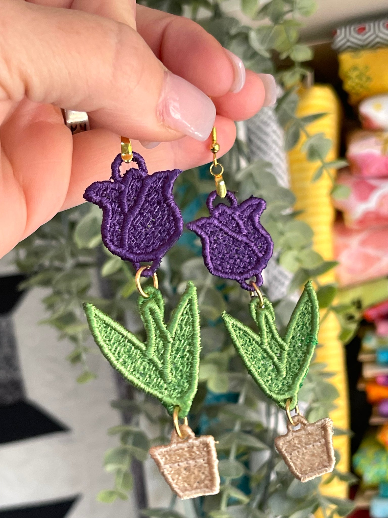 pot plant earrings Tulip Pot Dangles FSL Earrings
