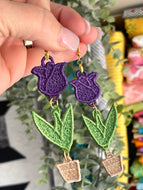 Tulip Pot Dangles FSL Earrings - In the Hoop Freestanding Lace Earrings
