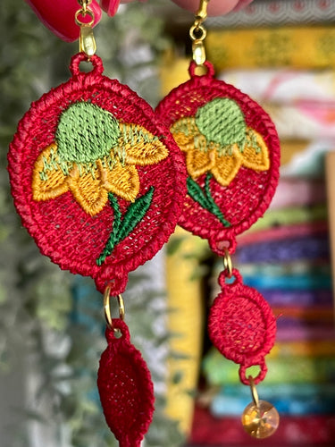 Echinacea Dangles FSL Earrings SET- In the Hoop Freestanding Lace Earrings