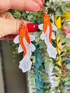 Koi Goldfish FSL Earrings- In the Hoop Freestanding Lace Earrings