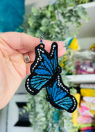 Pendientes Blue Morpho FSL - Pendientes de encaje independientes en el aro
