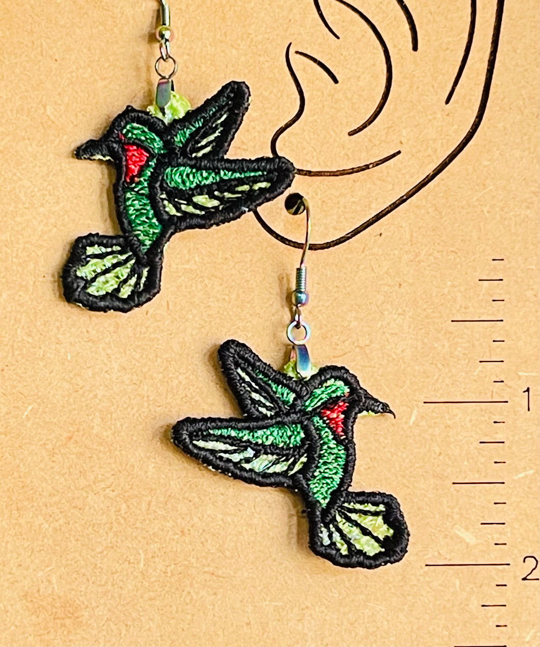 Boucles d’oreilles MINI Hummingbird FSL - Boucles d’oreilles en dentelle autoportantes In the Hoop