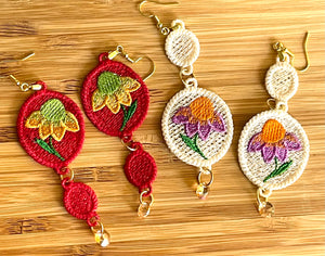 Echinacea Dangles FSL Pendientes SET- En los pendientes de encaje independientes del aro