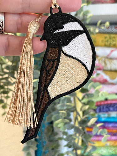 Chickadee Freestanding Lace (FSL) Suncatcher, Ornament, or Bookmark - In the Hoop Machine Embroidery Design File