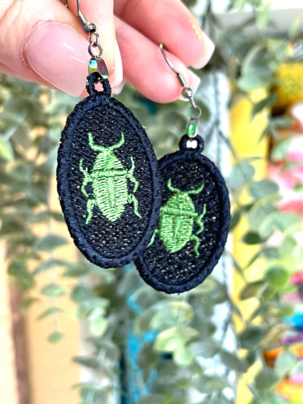 Scarab FSL Earrings - In the Hoop Freestanding Lace Earrings