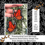 Monarch FSL Earrings - In the Hoop Freestanding Lace Earrings