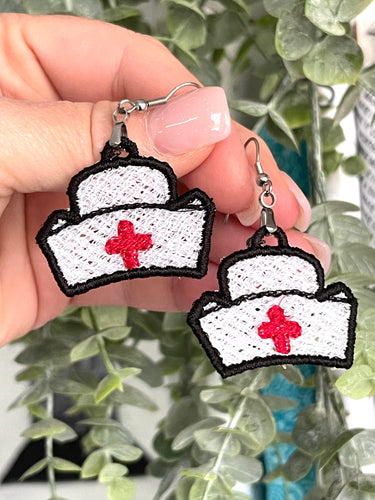 Nurse Cap FSL Earrings - In the Hoop Freestanding Lace Earrings