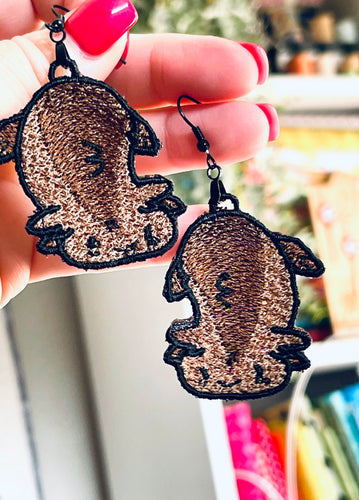 Guinea Pig Leo FSL Earrings - In the Hoop Freestanding Lace Earrings