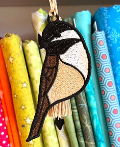 Chickadee Freestanding Lace (FSL) Suncatcher, Ornament, or Bookmark - In the Hoop Machine Embroidery Design File