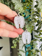 Tooth with Braces FSL Earrings and Side Link Bracelet elements - In the Hoop Freestanding Lace Earrings