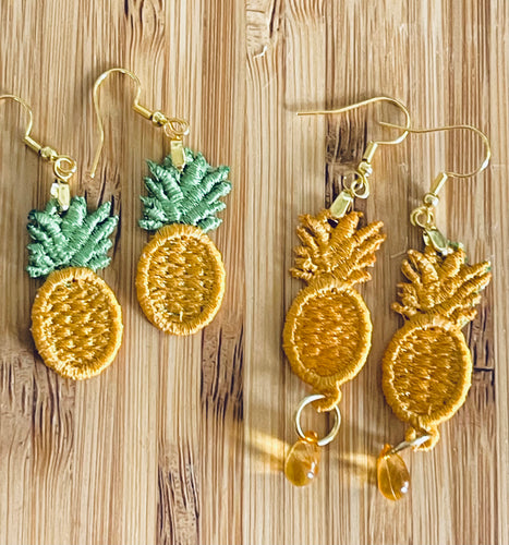 Pineapple Dangles FSL Earrings SET- In the Hoop Freestanding Lace Earrings