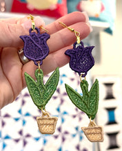 Tulip Pot Dangles FSL Earrings - In the Hoop Freestanding Lace Earrings