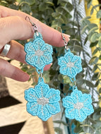 Flax Flower Dangles FSL Earrings SET- In the Hoop Freestanding Lace Earrings