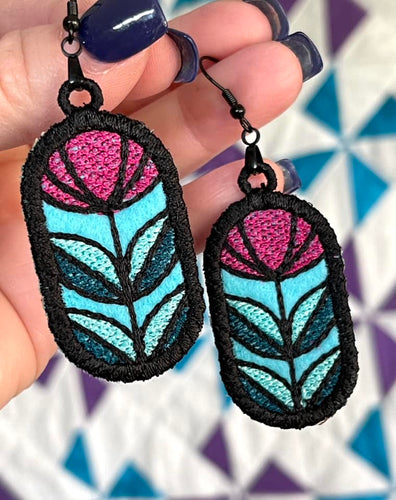 Tulip FELTY FSL Earrings - In the Hoop Freestanding Lace Earrings