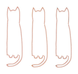 Folk Art Fancy Cat Applique Designs - THREE SIZES 6 7 and 8 inch