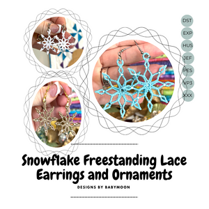 Snowflake FSL Earrings - In the Hoop Freestanding Lace Earrings