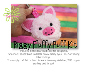Ensemble de projets Fluffy Puffs - Huit modèles In the Hoop - USB INCLUS - KIT PIGGY INCLUS