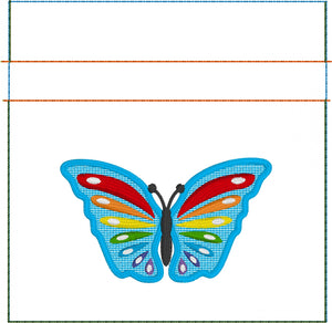 Diseño de bordado de bolso con cordón de mariposa arco iris en el aro- 4x4 y 5x7 y 6x10