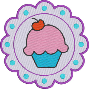 Frilly Framed Cupcake Embroidery Design