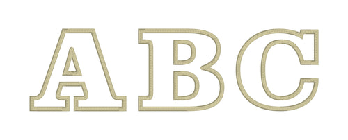 Fuente de bordado estilo aplique Clarendon: letras de 3 pulgadas para aros de 5x7
