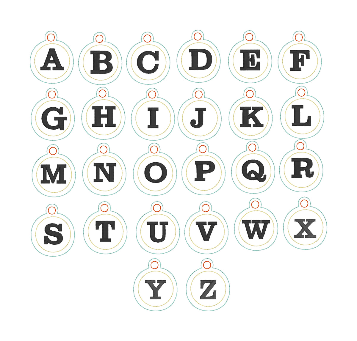 Typewriter Alphabet Eyelet Charm Tag Upper Case BUNDLE SET – Designs By ...