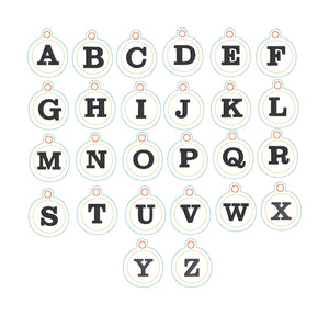 Typewriter Alphabet Eyelet Charm Tag Upper Case BUNDLE SET