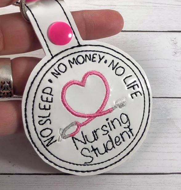 Nursing Student snap tab embroidery design Designs By Babymoon