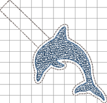 Dolphin Quick Stitch ITH snap tab for 4x4 hoops-Backpack tag embroidery design