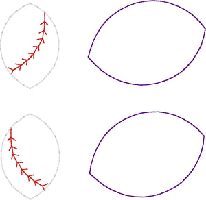 Baseball Softball Stitching Layers Earrings and Pendant embroidery design for Vinyl and Leather