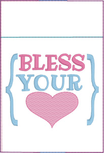 Bless Your Heart Pen Pocket In The Hoop (ITH) Embroidery Design