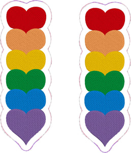 Banda marcapáginas Rainbow Hearts y diseño de fieltro a juego