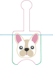 Boston Terrier/ French Bulldog Hand Sanitizer Holder Snap Tab In the Hoop Embroidery Project