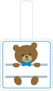 Baby Bear Boy and Girl Set snap tab Diaper Bag Tag for 4x4 hoops