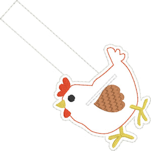 Chicken snap tab QUARTER KEEPER embroidery design