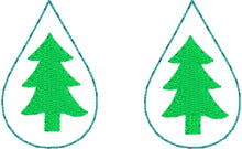 Christmas Tree Teardrop Earrings embroidery design for Vinyl and Leather