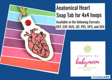 Anatomical Heart snap tab for 4x4 hoops