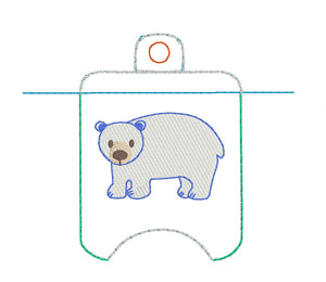 Polar Bear Hand Sanitizer Holder Eyelet Version Dans le projet de broderie Hoop 1 oz BBW pour cerceaux 4x4