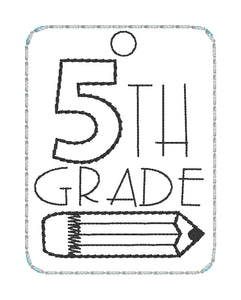 Grade School Tags and Eyelets - 5th Grade- 4x4 and 5x7 Hoops - 4 Designs Included